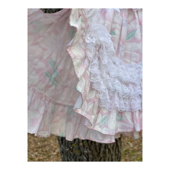 80s Kotton Kandy Dress Sz 12M Circle Skirt Tiered Lace Ruffles Floral - Picture 5 of 6